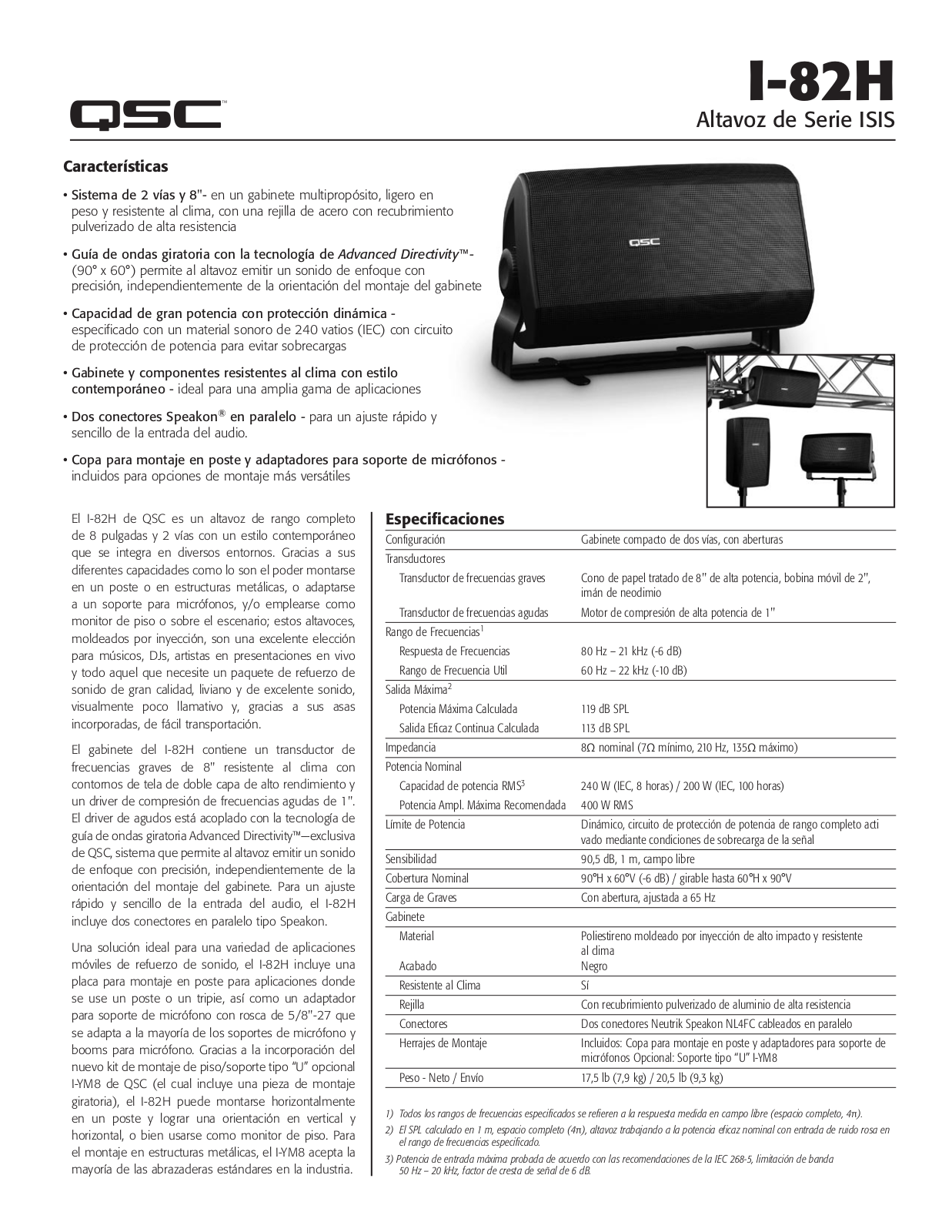 Qsc I-82H DATASHEET