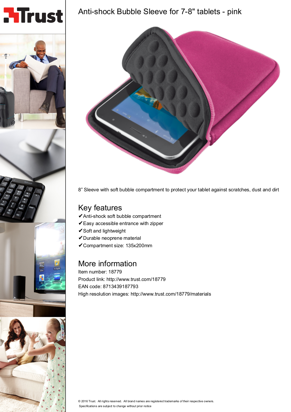 Trust Anti-shock Bubble Sleeve for 7-8'' tablets User Manual