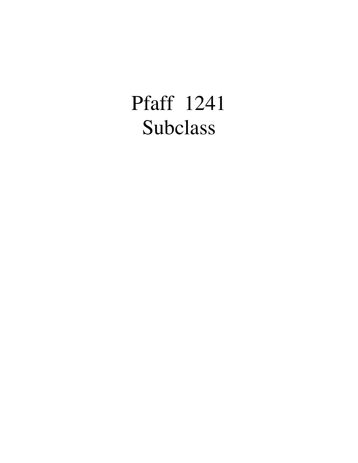 PFAFF 1241 Parts List