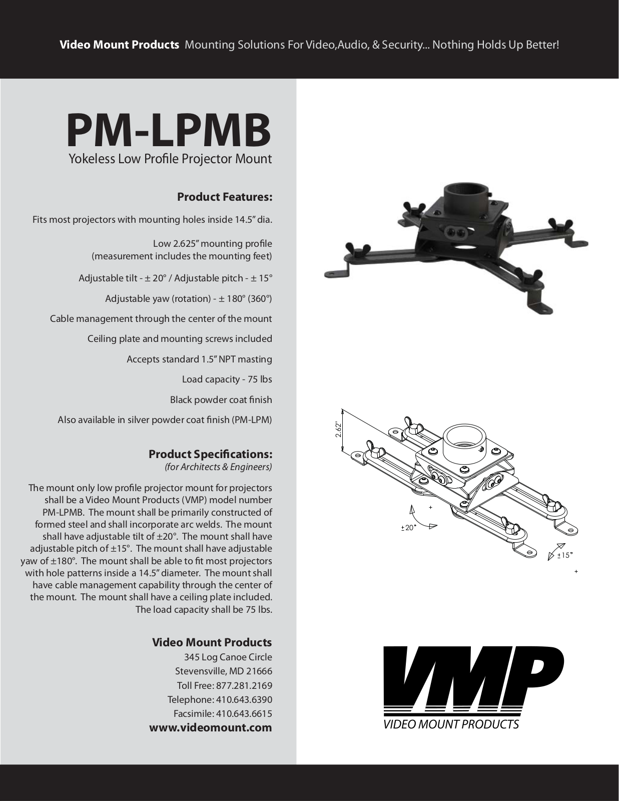 VMP PM-LPM, PM-LPMB Specsheet