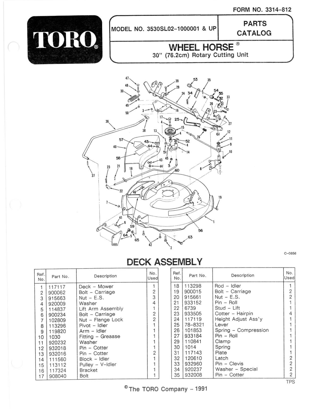 Toro 35-30SL02 Parts Catalogue