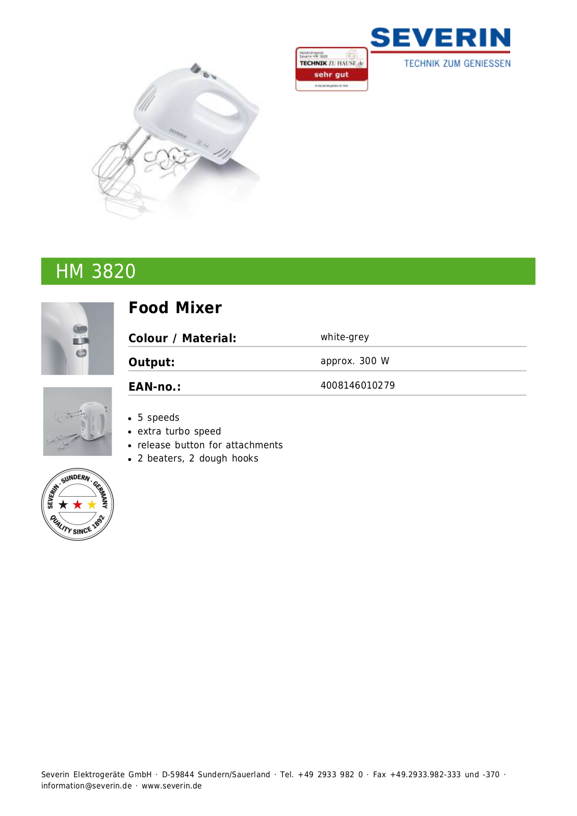 Severin HM 3820 User Manual