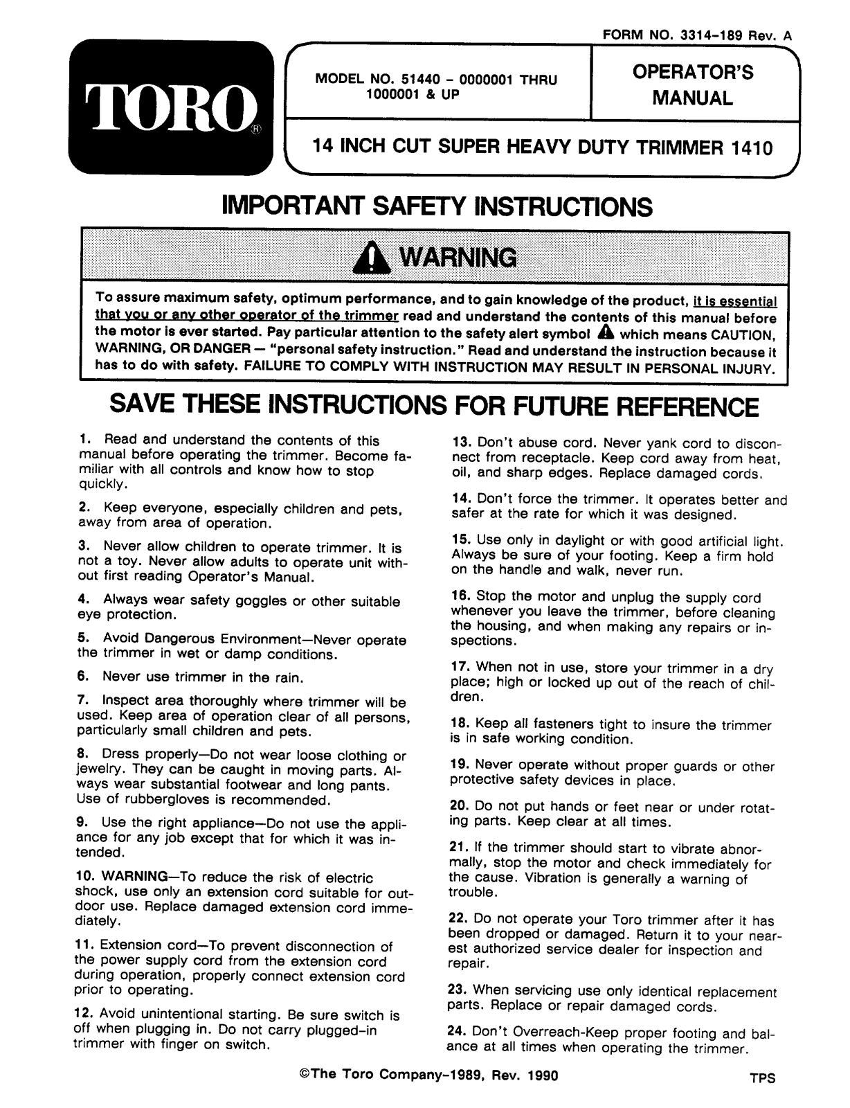 Toro 51440 Operator's Manual