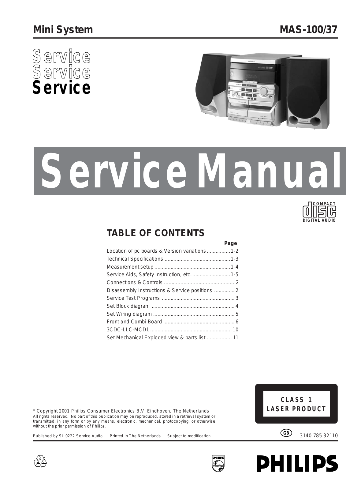 Philips MAS-100 Service manual