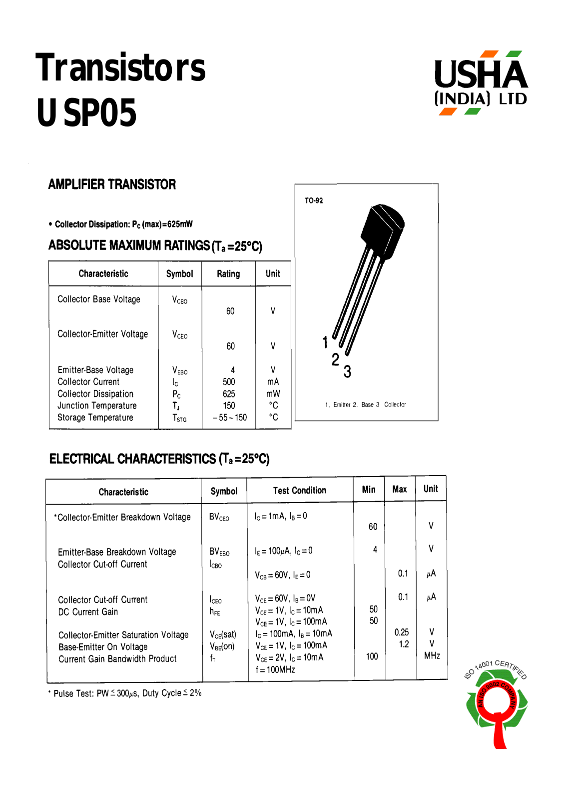 USHA USP05 Datasheet