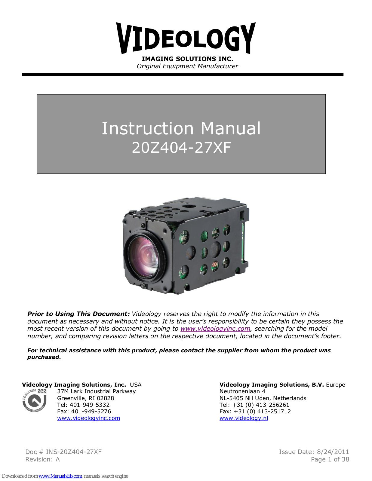 Videology 20Z404-27XF Instruction Manual