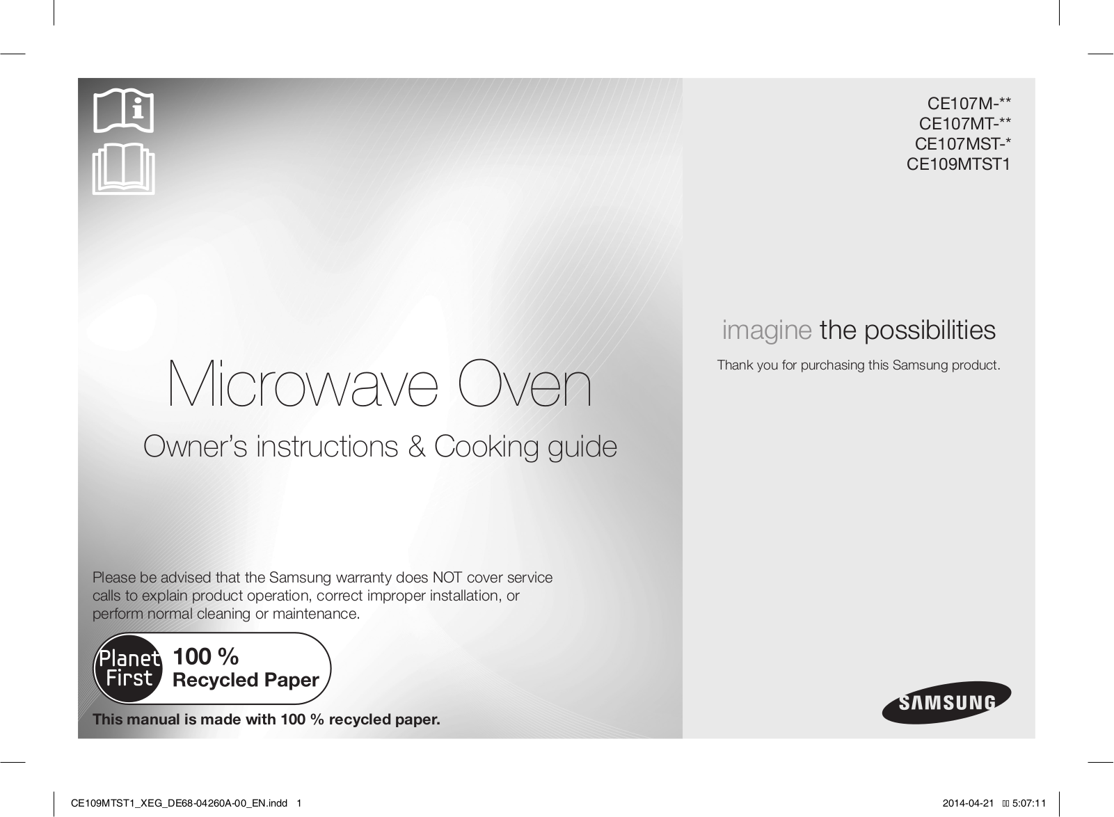 Samsung CE109MTST1 Operating Instructions