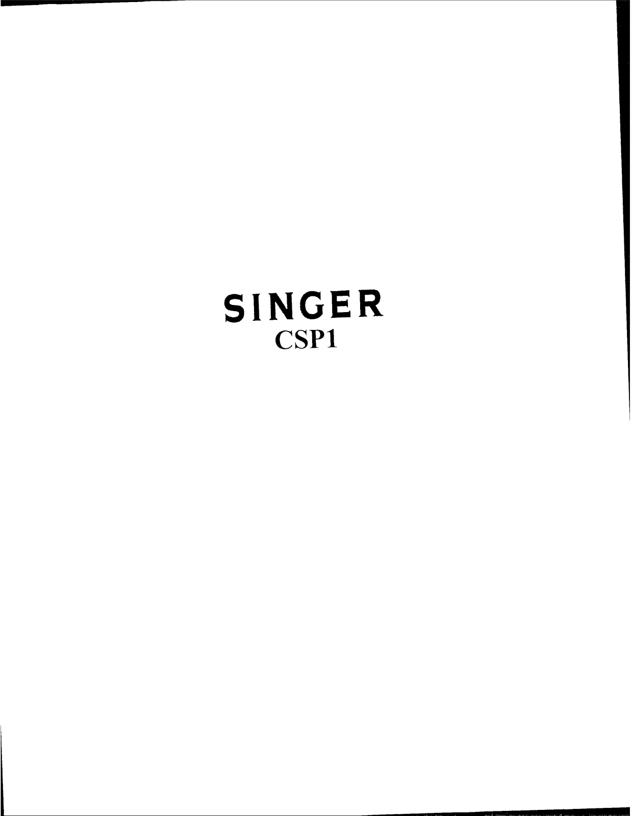 Singer CSP1 User Manual