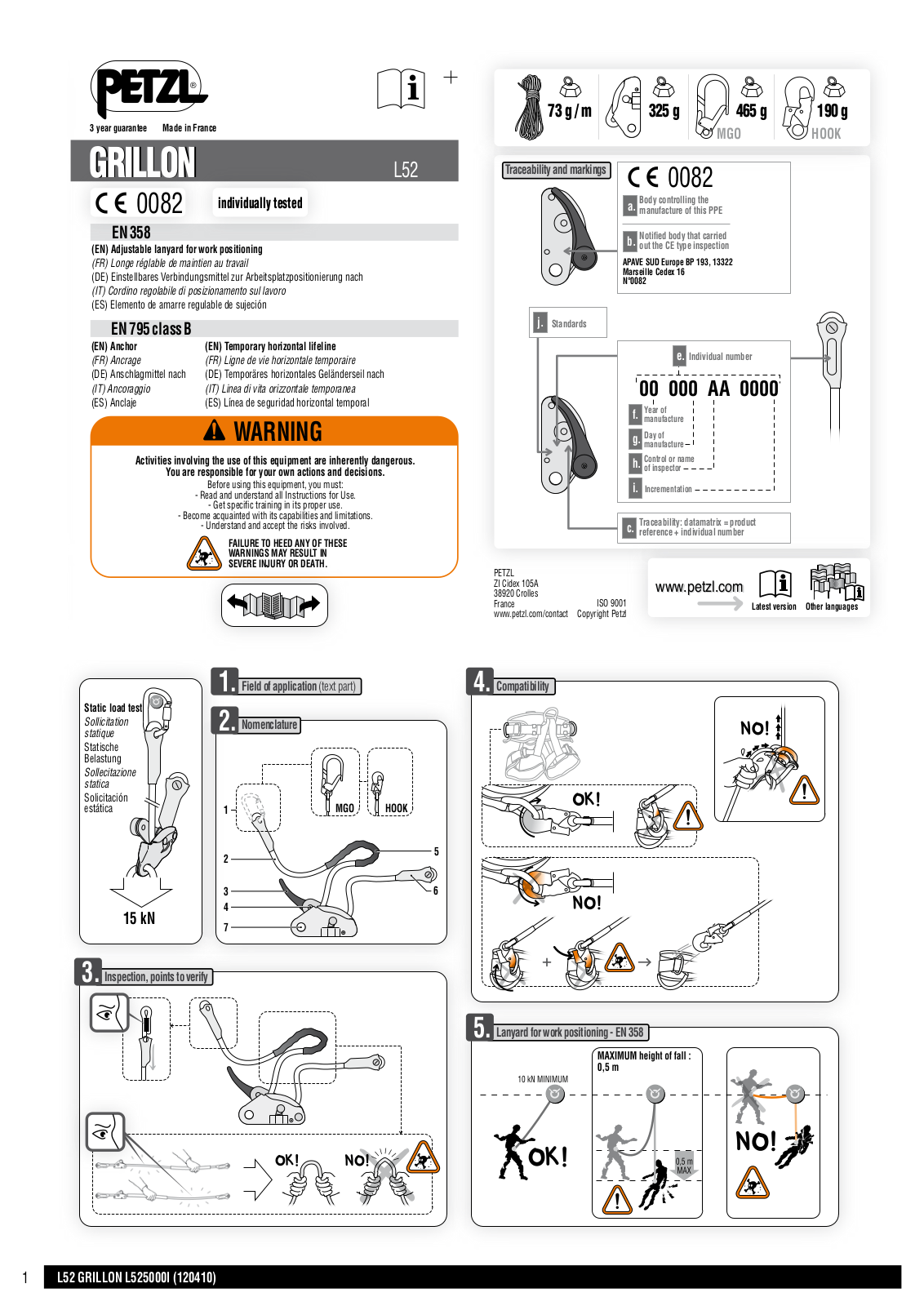 Petzl GRILLON MGO User Manual