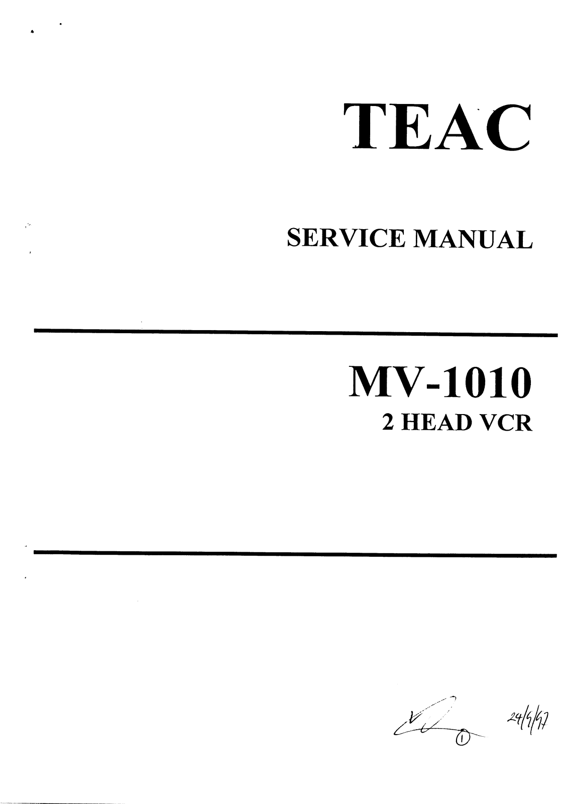 TEAC MV-1010 Service manual