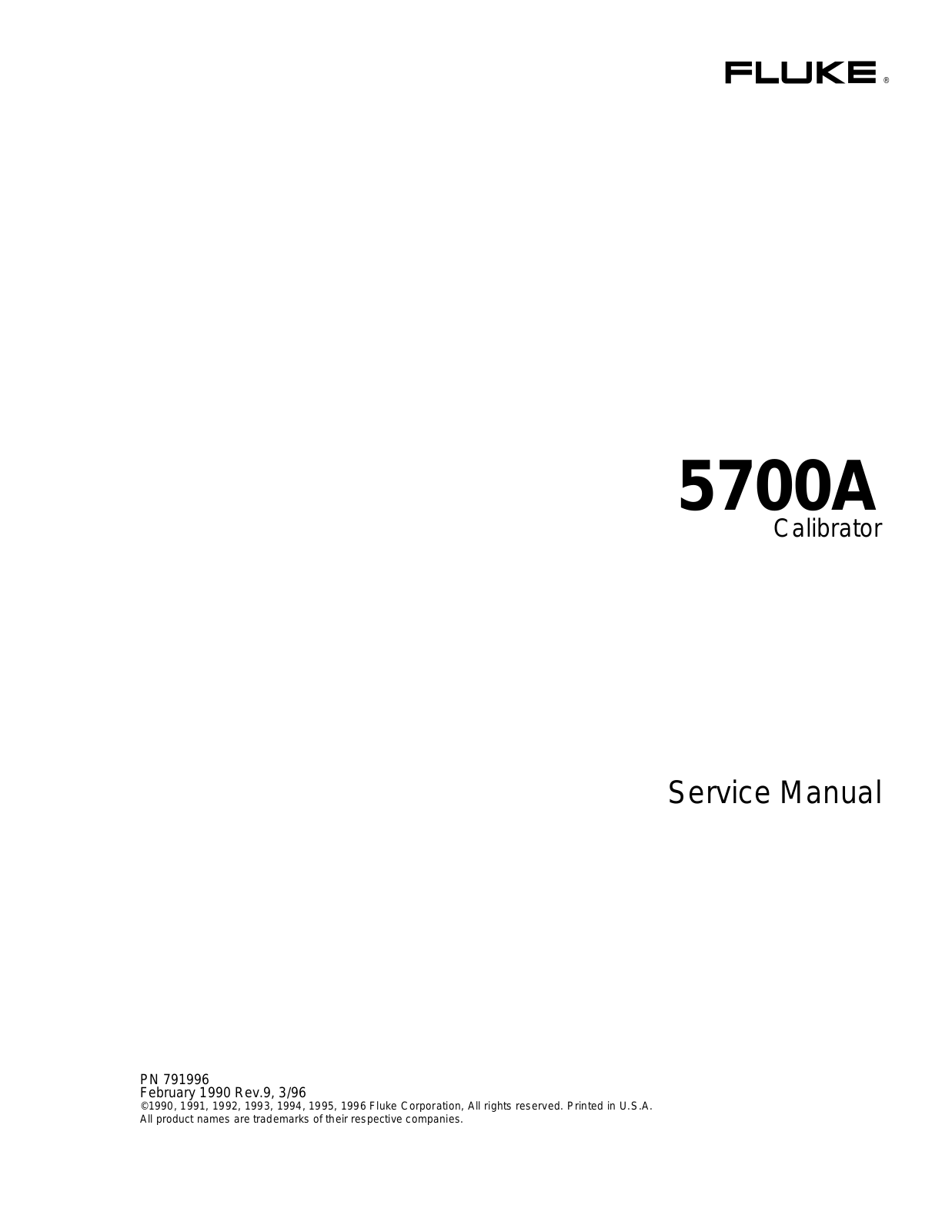 Fluke 5700A Service Manual