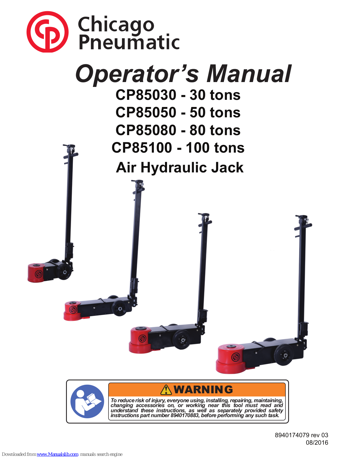 Chicago Pneumatic CP85030, CP85100, CP85050, CP85080 Operator's Manual