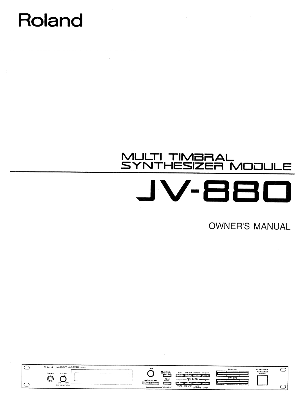 Roland Corporation JV-880 Owner's Manual