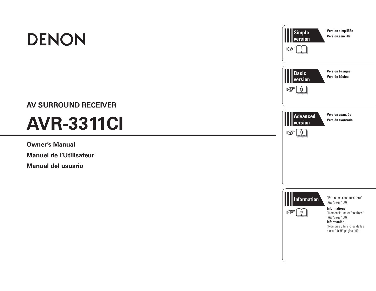 Denon AVR-3311CI User Manual