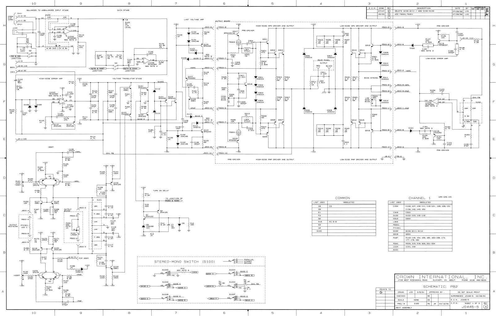 Crown PB-2 Schematic