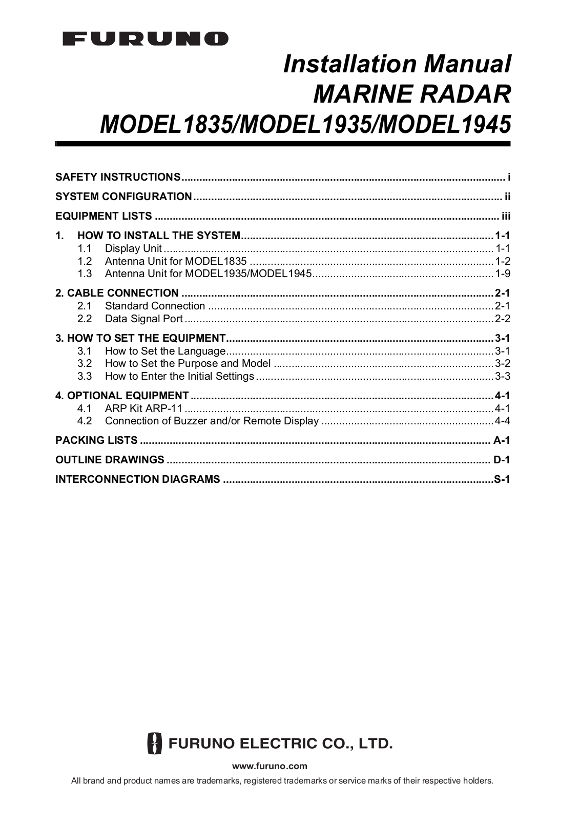 Furuno 1945, 1835, 1935 User Manual