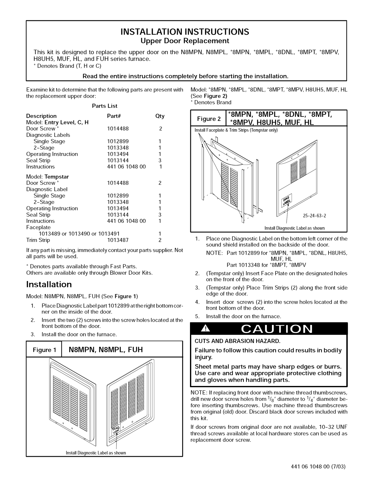 ICP C8DNL050B12A1, C8DNL075B12A1, C8DNL075F16A1, C8DNL100F14A1, C8DNL100L20A1 Installation Guide - ManualMachine.com