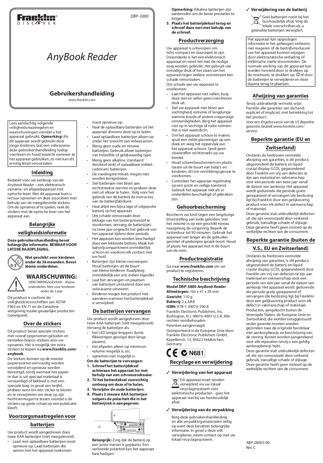 Franklin DRP-3000 User guide