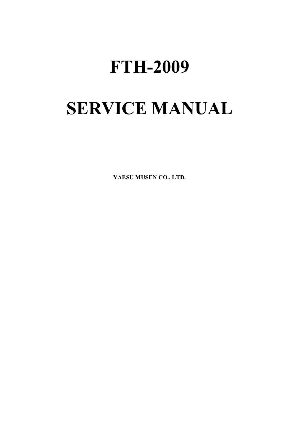 Yaesu FTH-2009 Service Manual