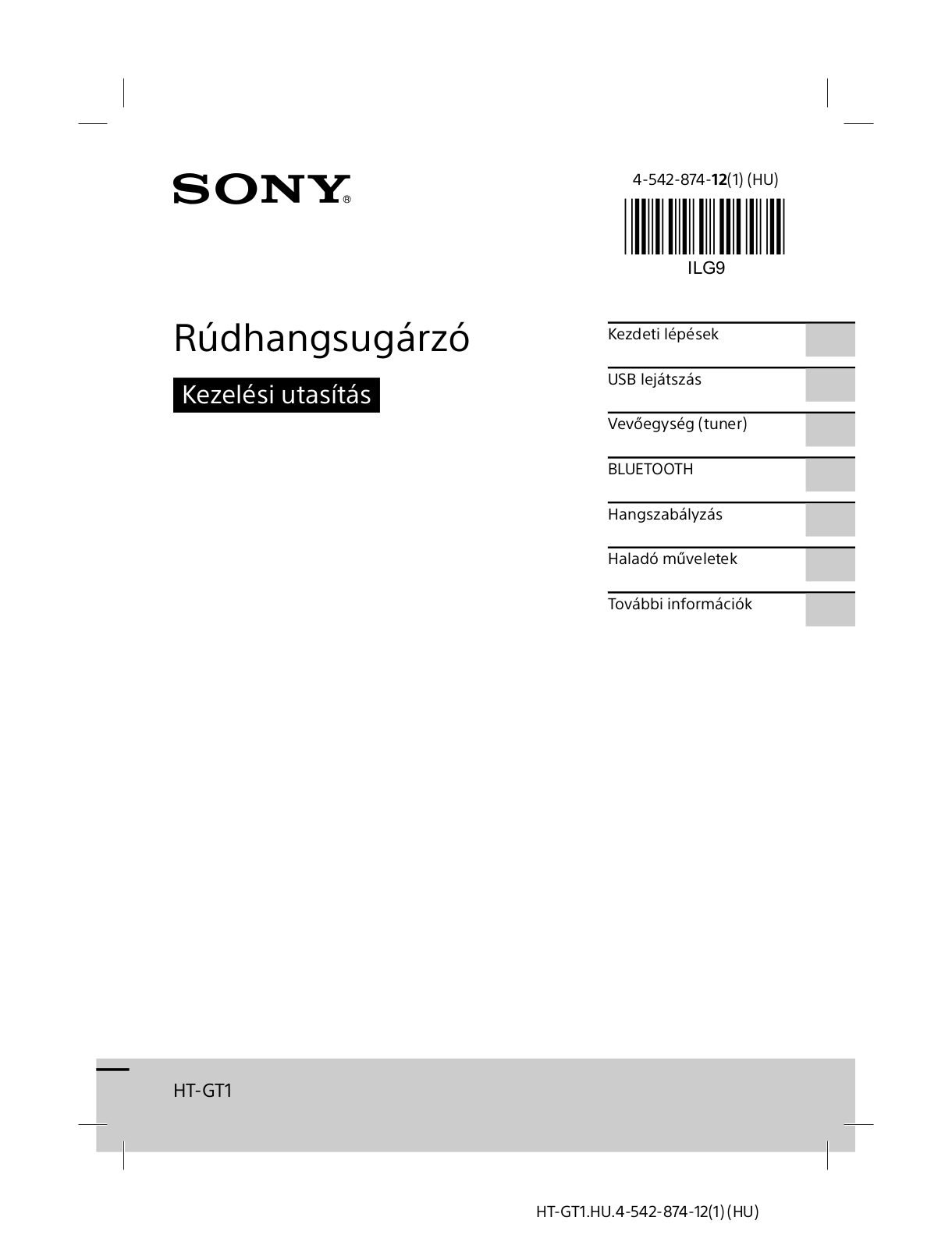 Sony HT-GT1 User Manual