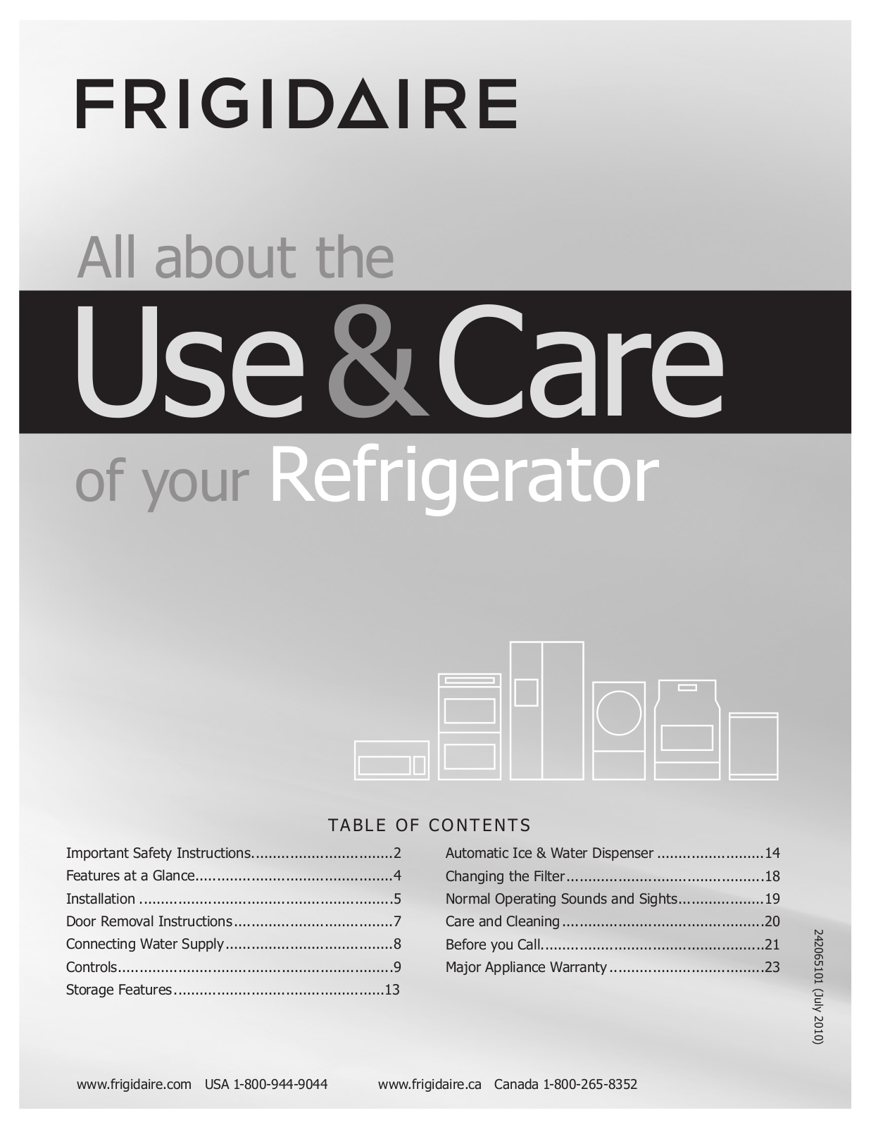 Frigidaire FFUS2613LE, FFHS2322MQ, FFUS2613LM, FFUS2613LP, FFHS2322MM User Manual