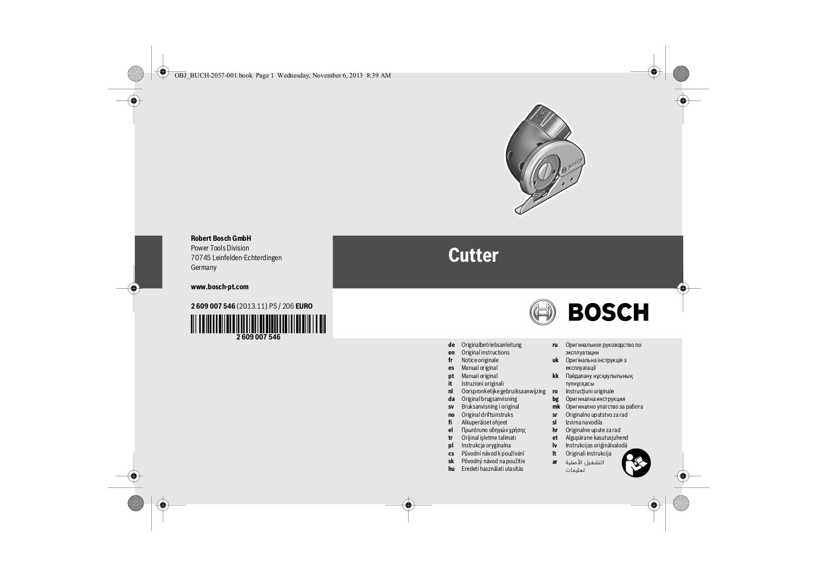 Bosch Cutter Original Instructions Manual