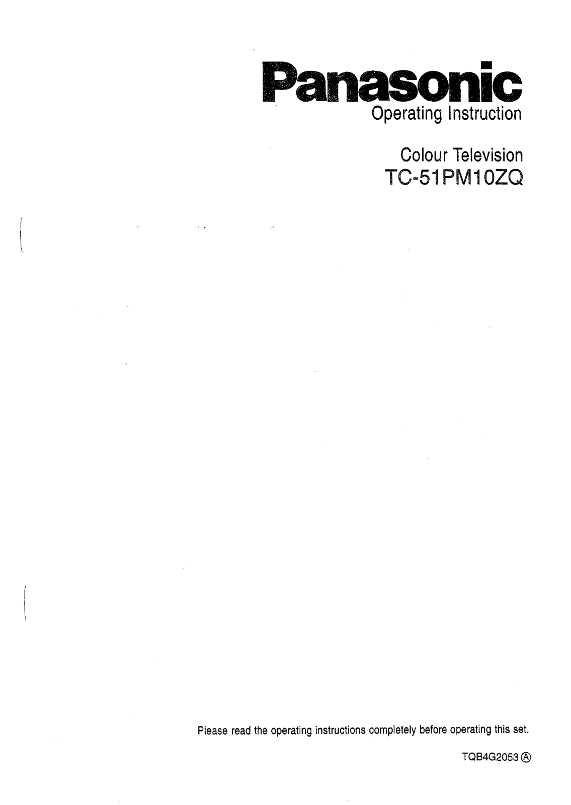 Panasonic TC-51PM10ZQ User Manual