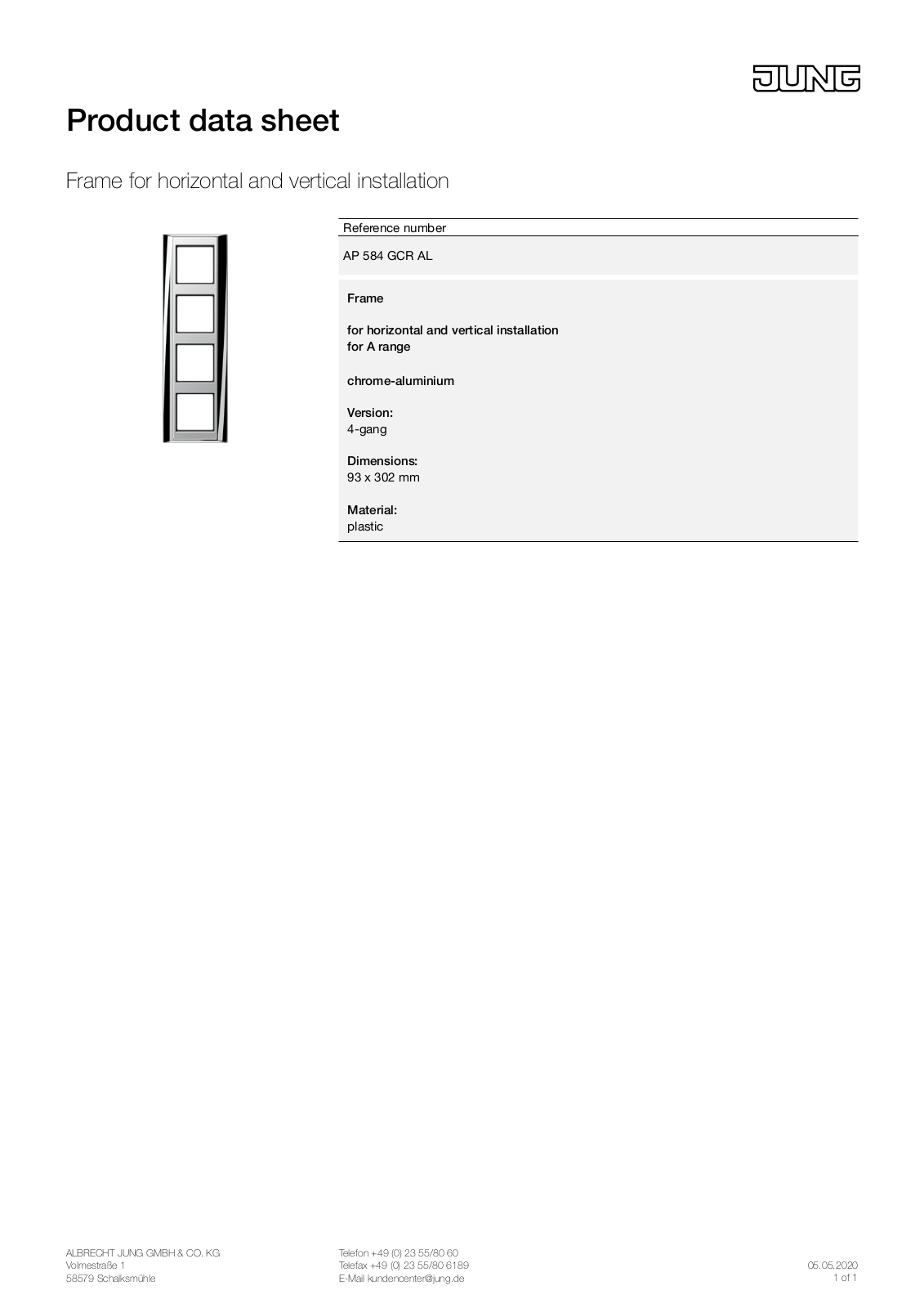 Jung AP 584 GCR AL User Manual