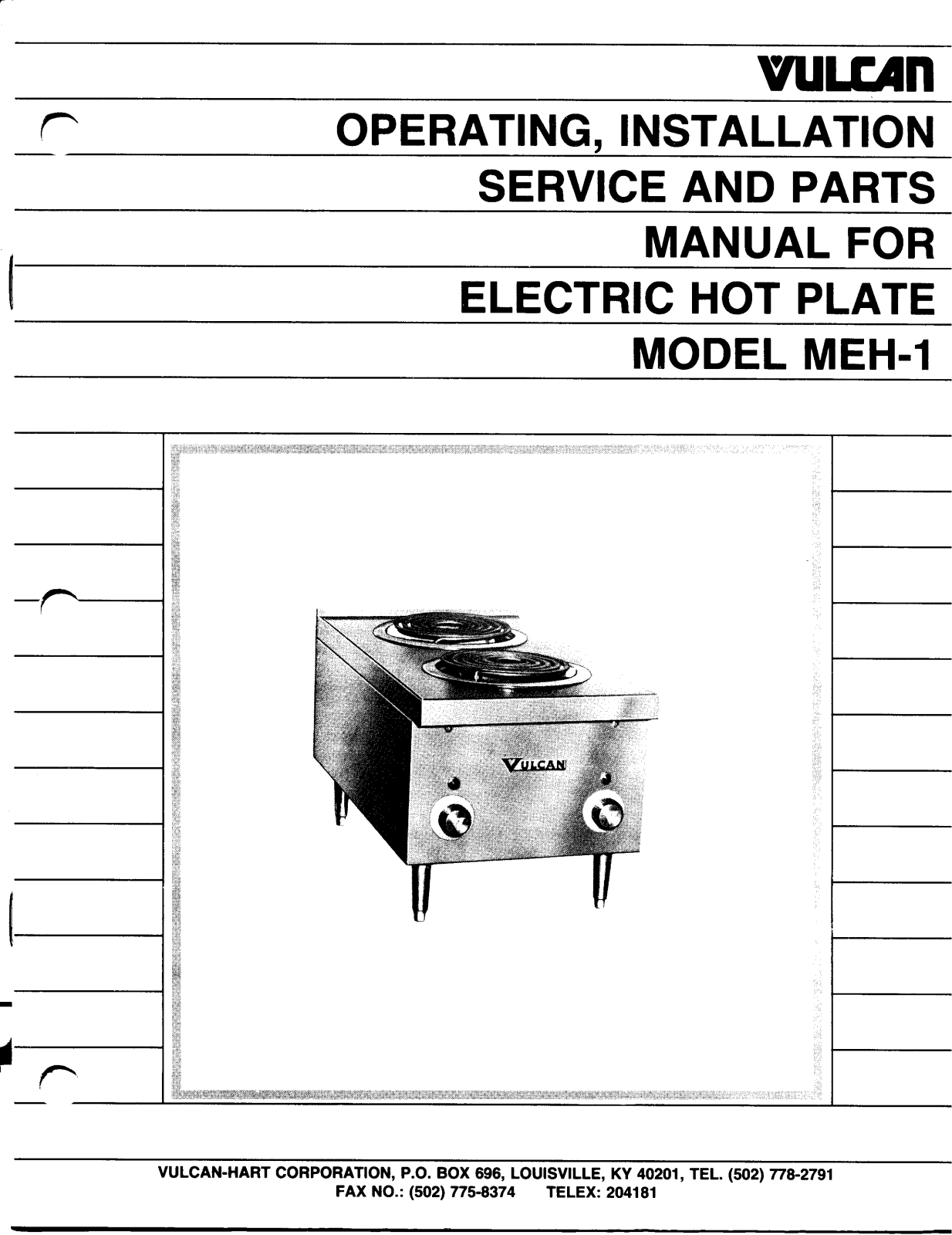 Vulcan MEH-1 Parts List