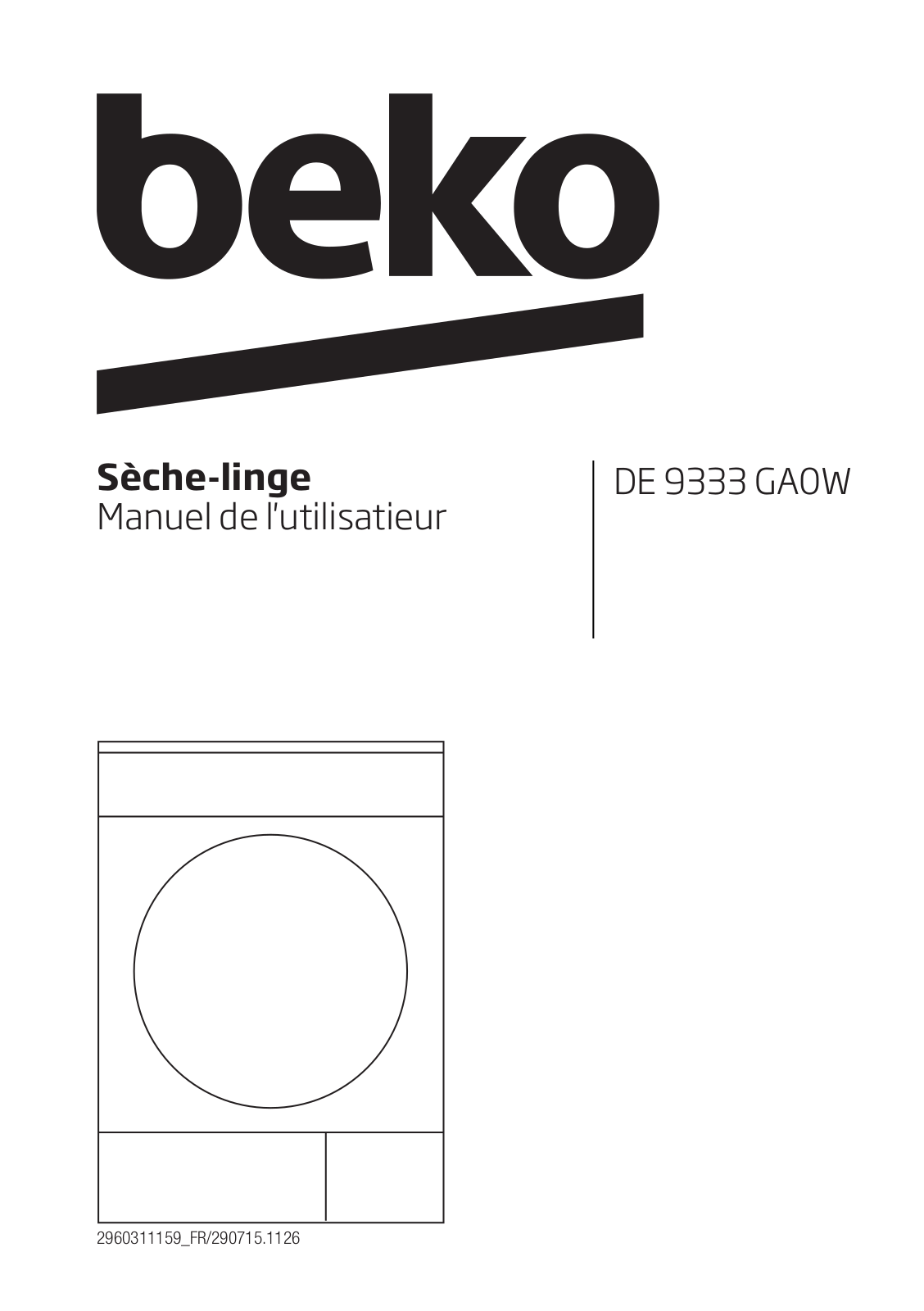 Beko DE 9333 GA0W User manual