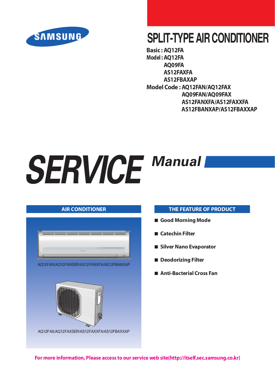 Samsung AQ12FA, AQ09FA, AS12FAXFA, AS12FBAXAP Service Manual