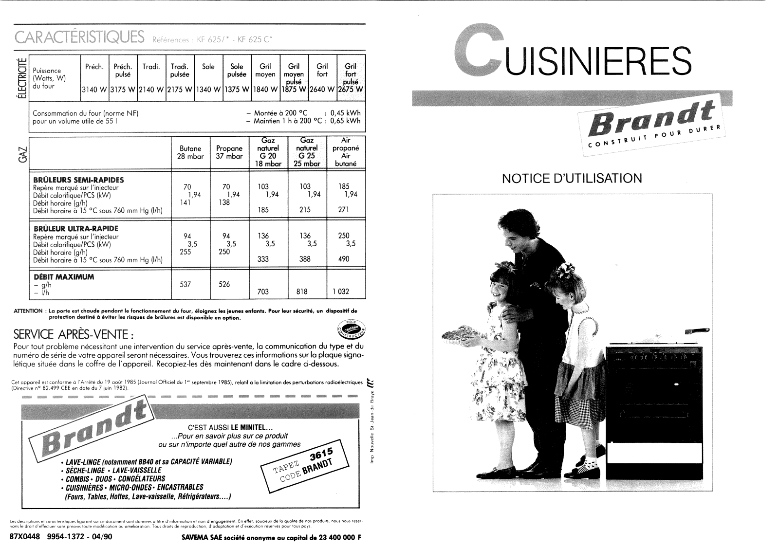 BRANDT KF625 User Manual