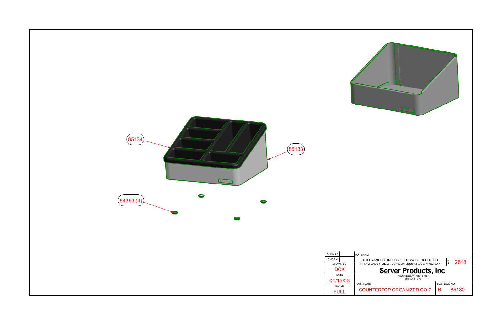 Server 85130 Parts List