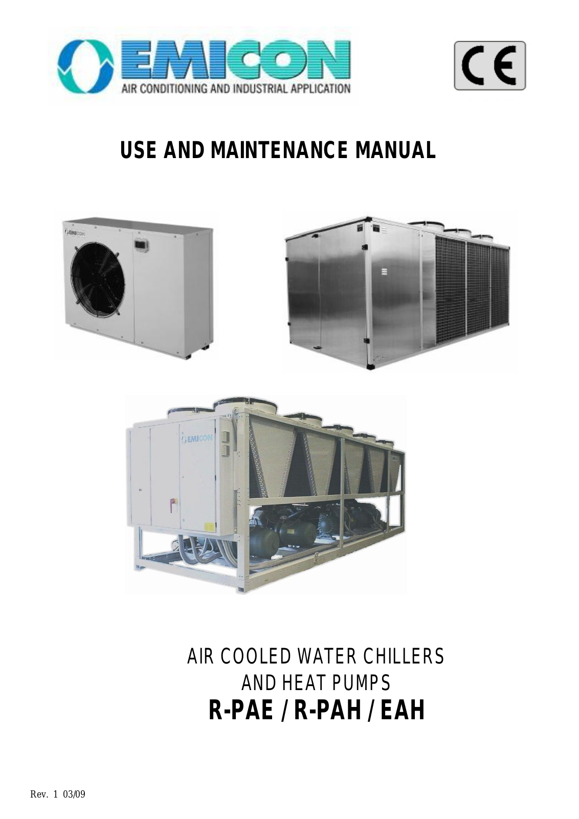 Emicon R-PAE, R-PAH, EAH, R-PAE Series, R-PAH Series Use And Maintenance Manual