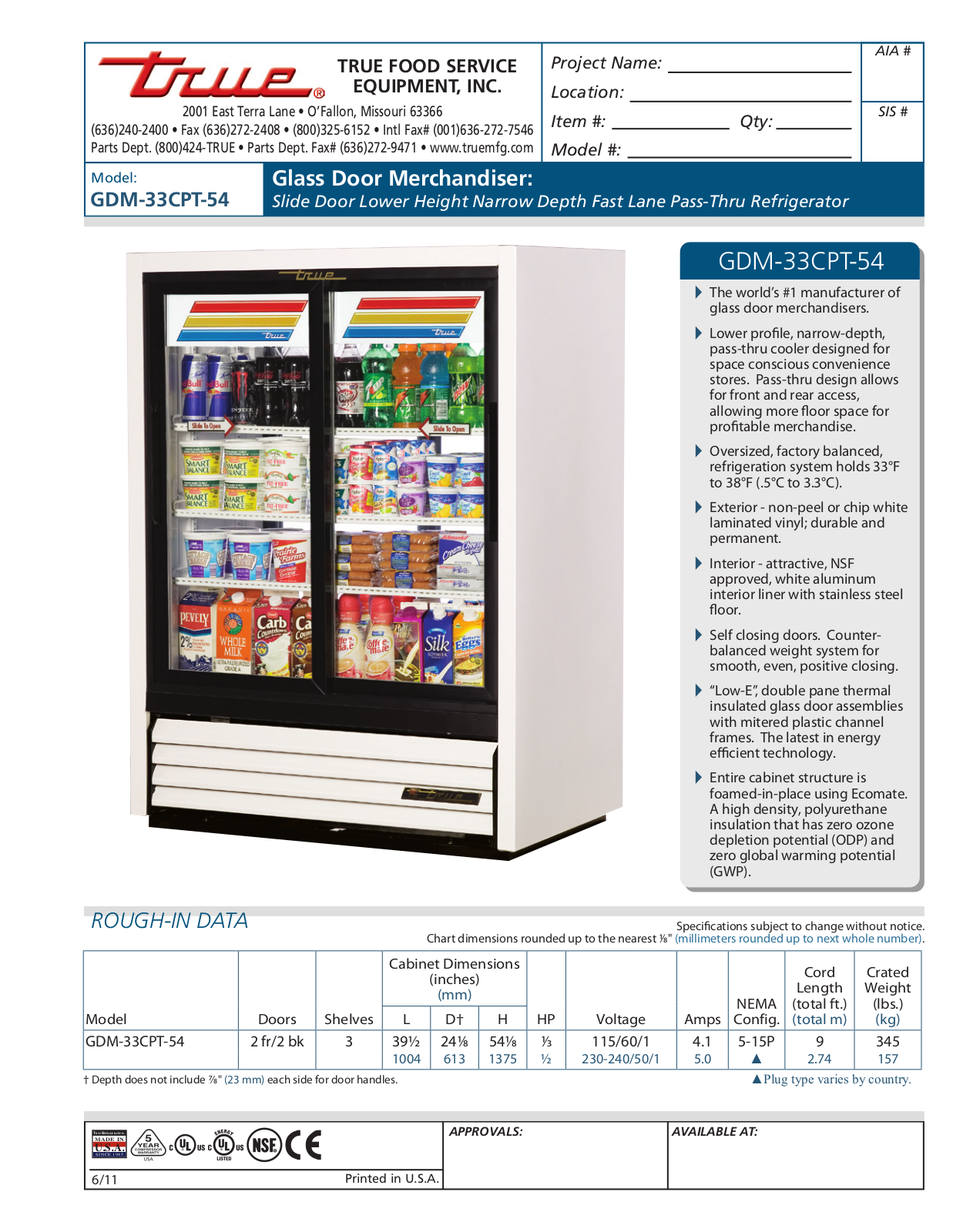 True GDM-33CPT-54 User Manual