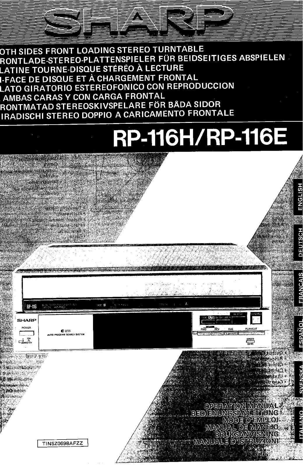 SHARP RP-116E, RP-116H User Manual