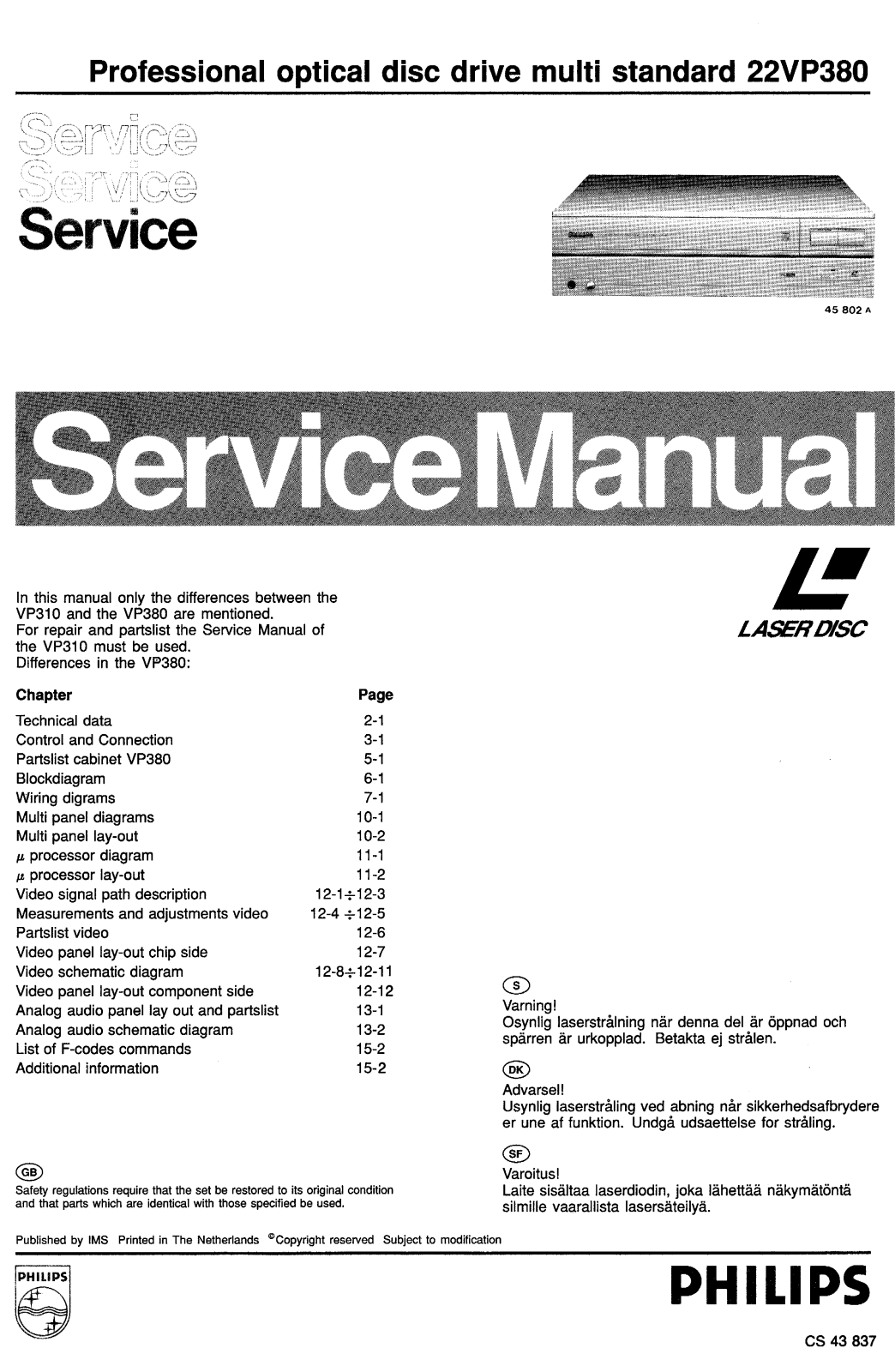 Philips 22VP380 Service Manual