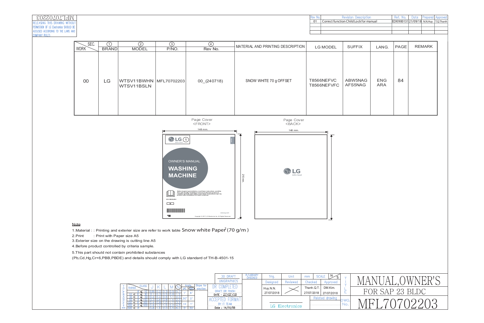 LG WTSV11BSLN Owner’s Manual