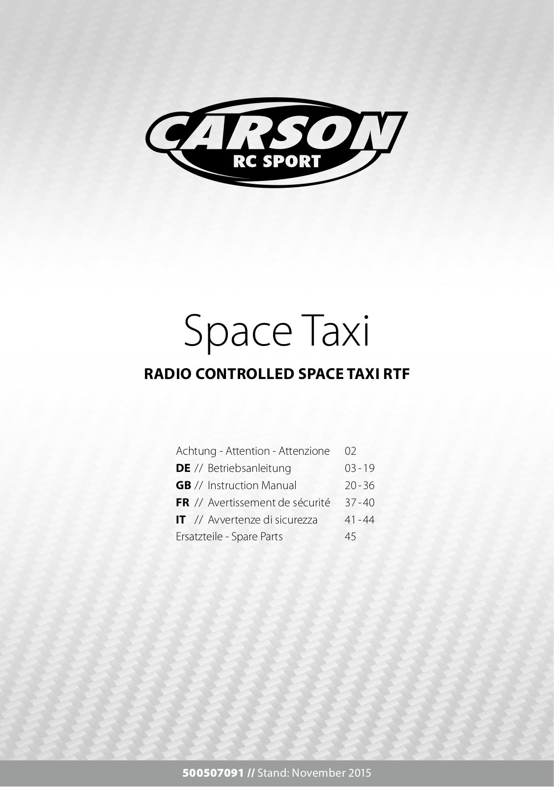 Carson Space Taxi Service Manual