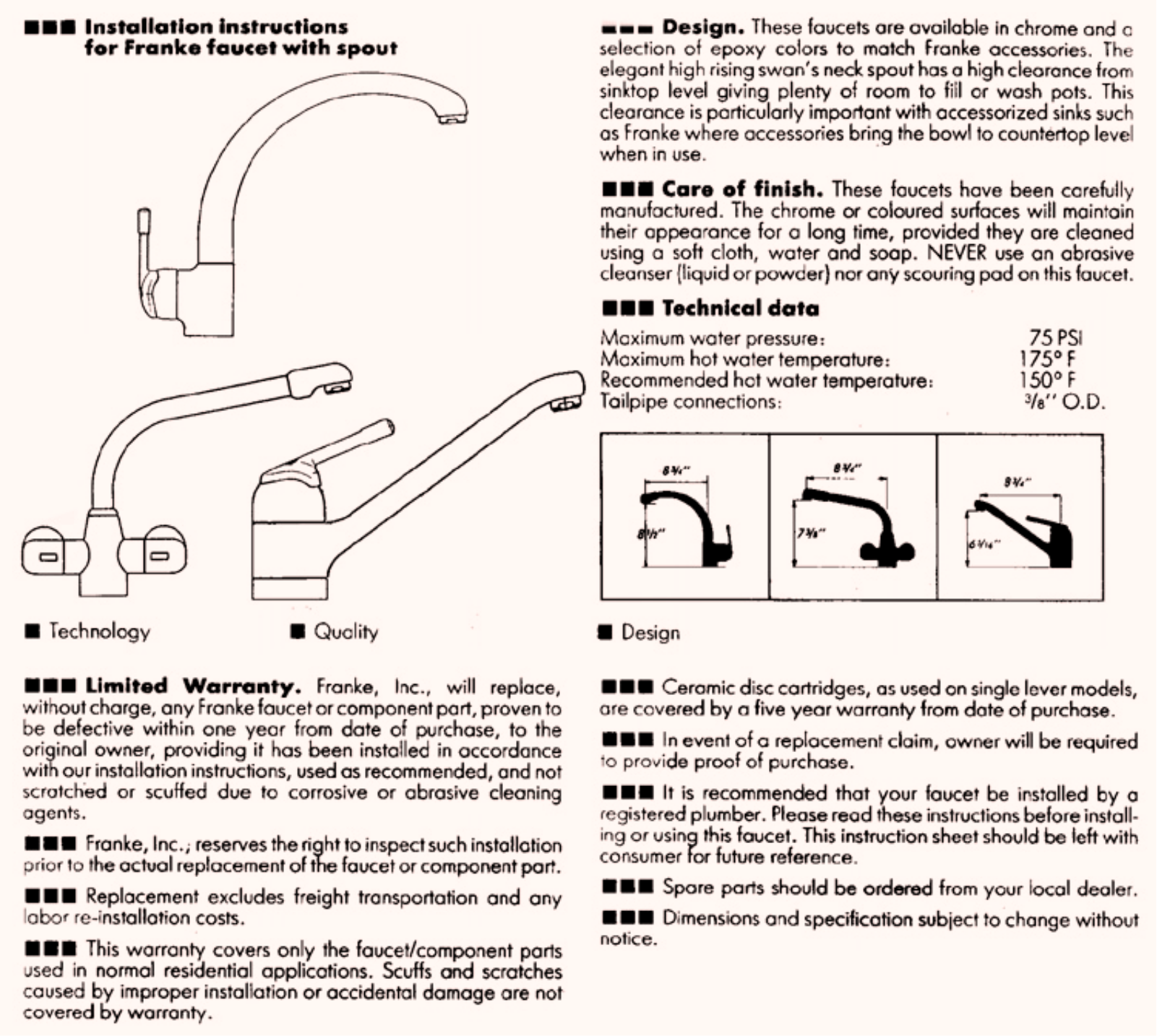 Franke Foodservice FF-800D Installation  Manual