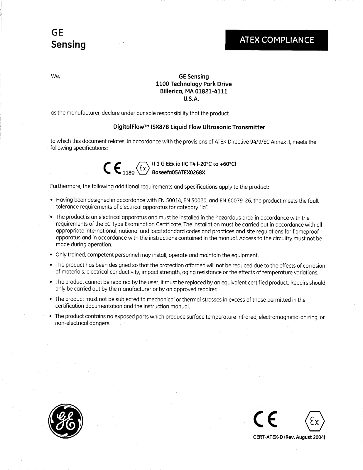 GE Sensing ISX878 User Manual