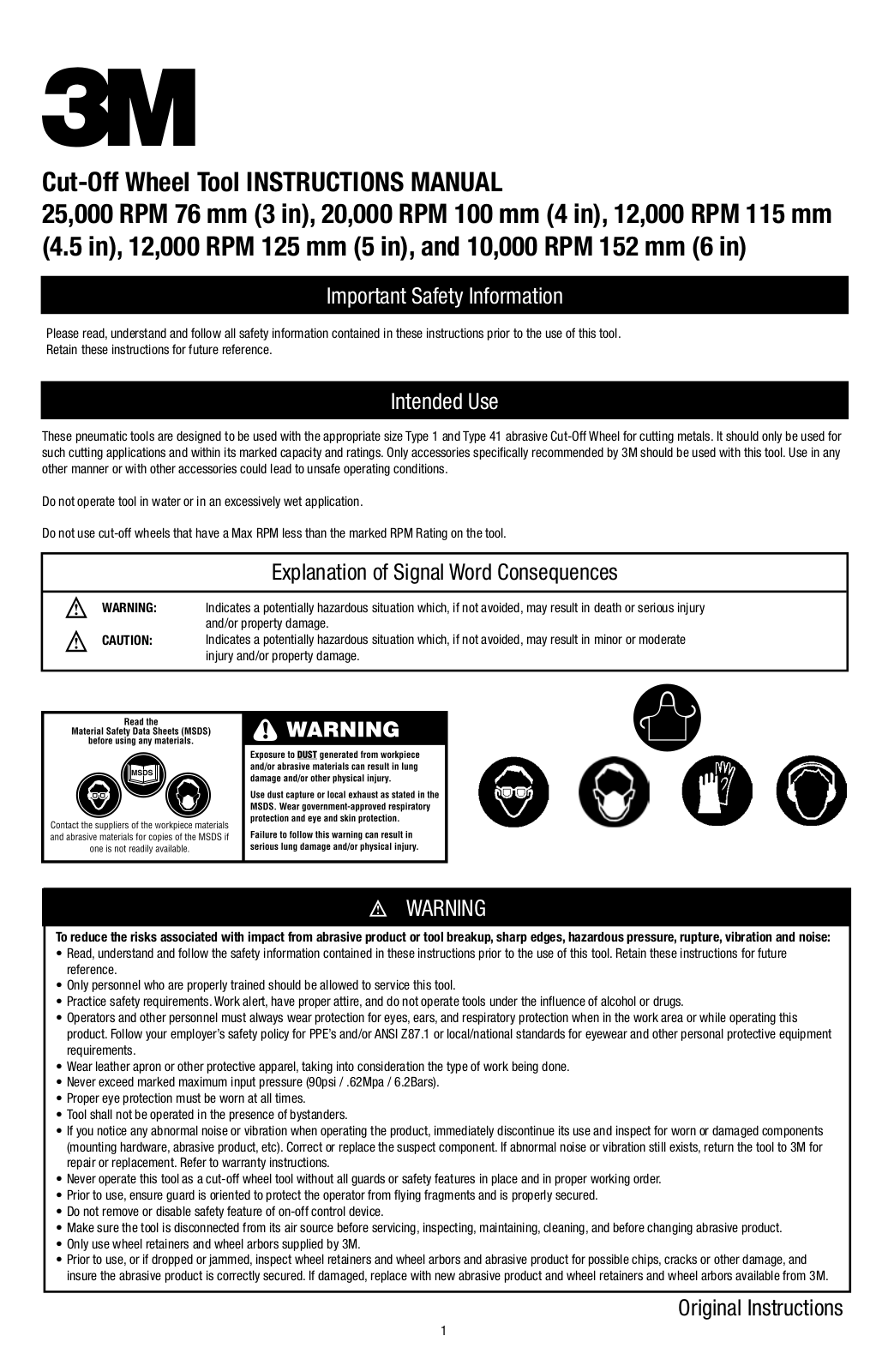 3M 000 RPM 76, 000 RPM 152, 000 RPM 125, 000 RPM 115, 000 RPM 100 User Manual