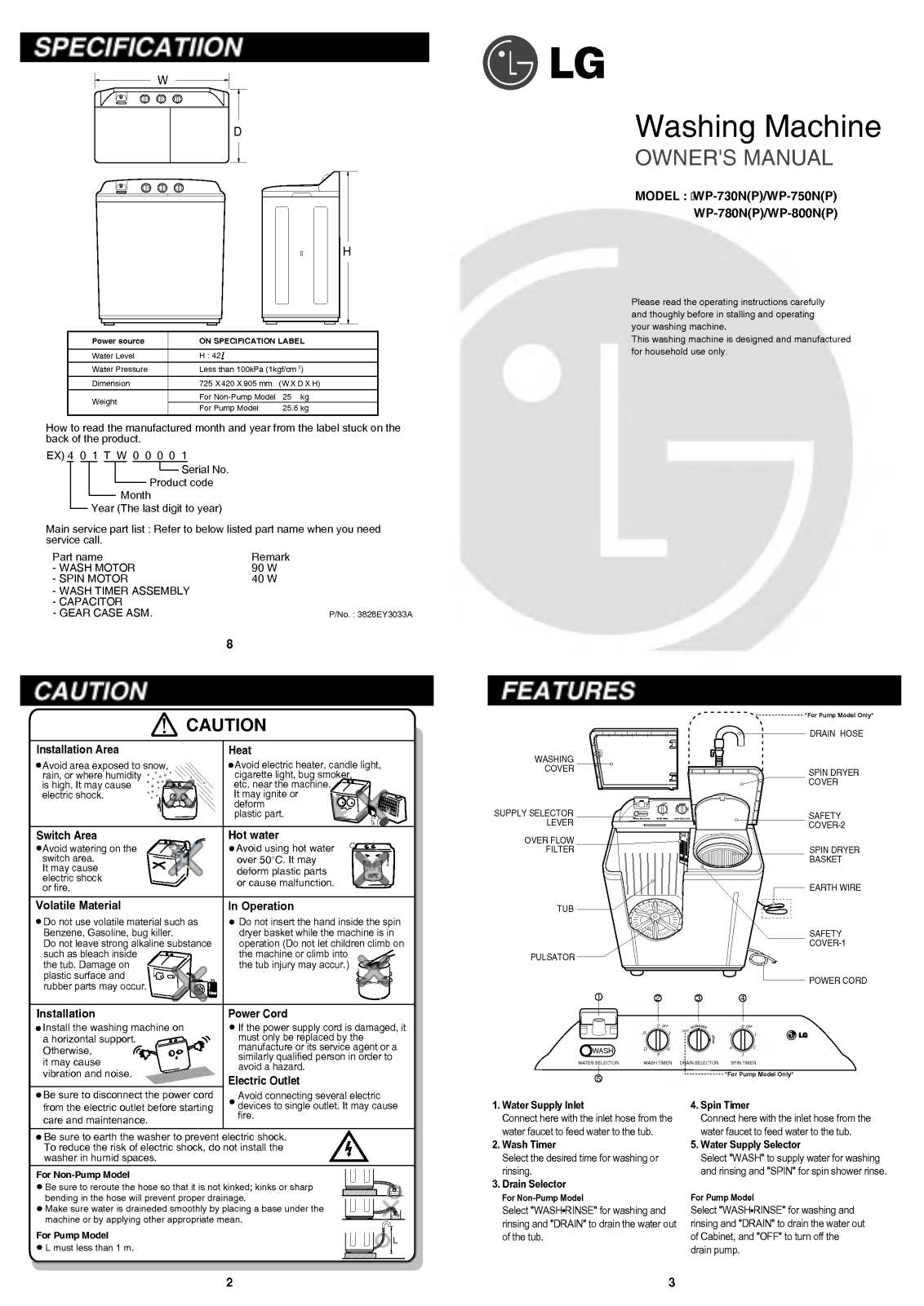 LG WP-730RP Owner's Manual