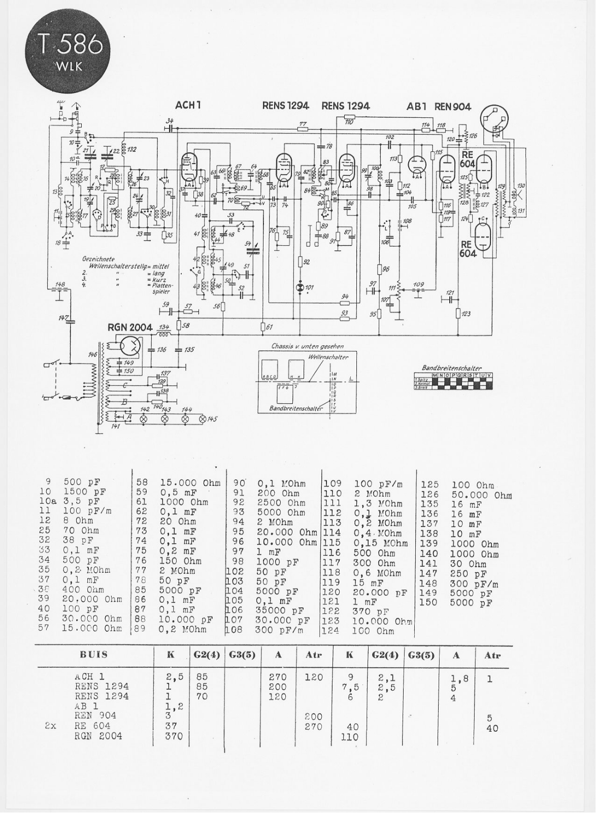 Telefunken 586-WLK Schematic