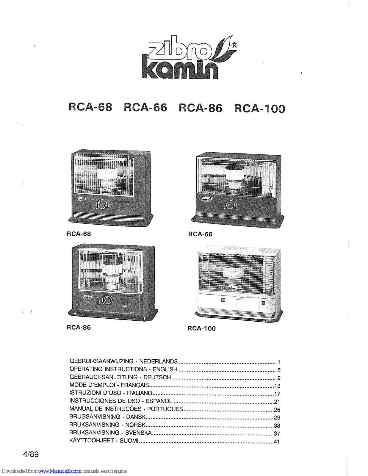 Zibro RCA-68, RCA-86 User Manual