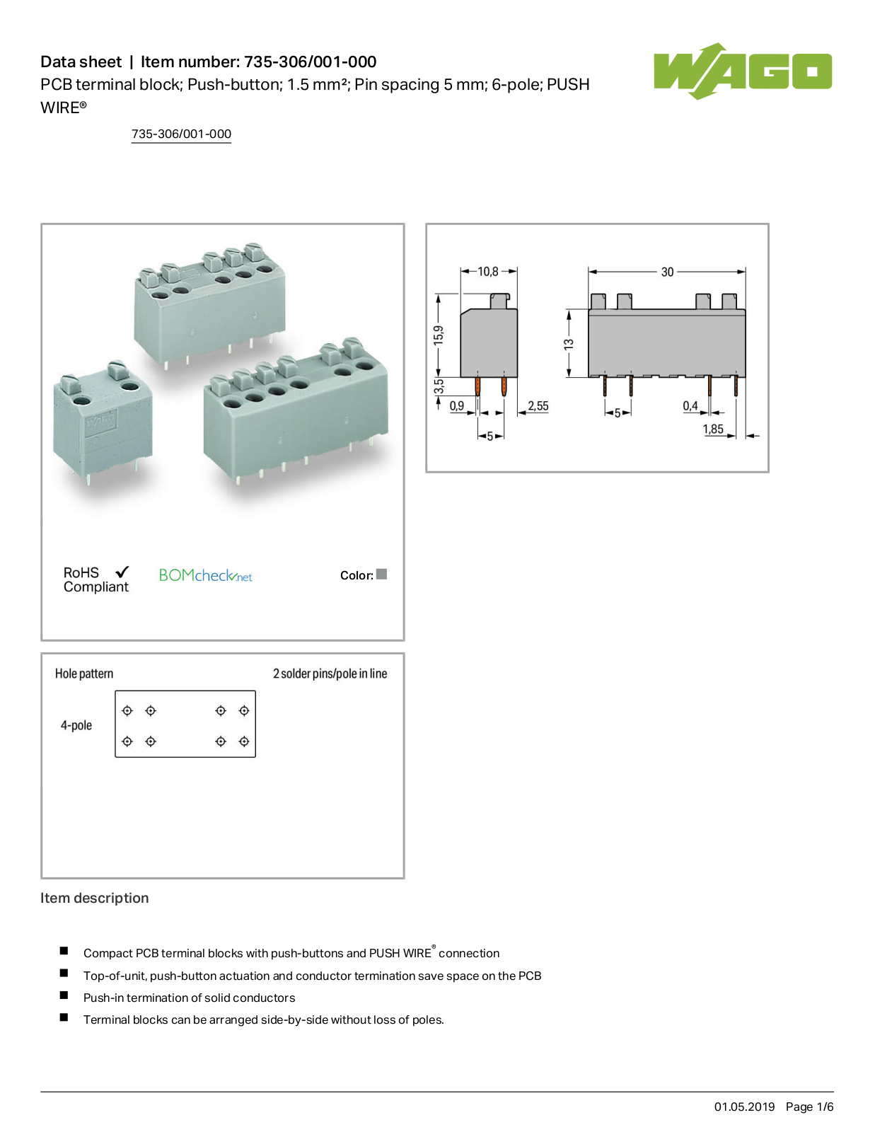 Wago 735-306/001-000 Data Sheet