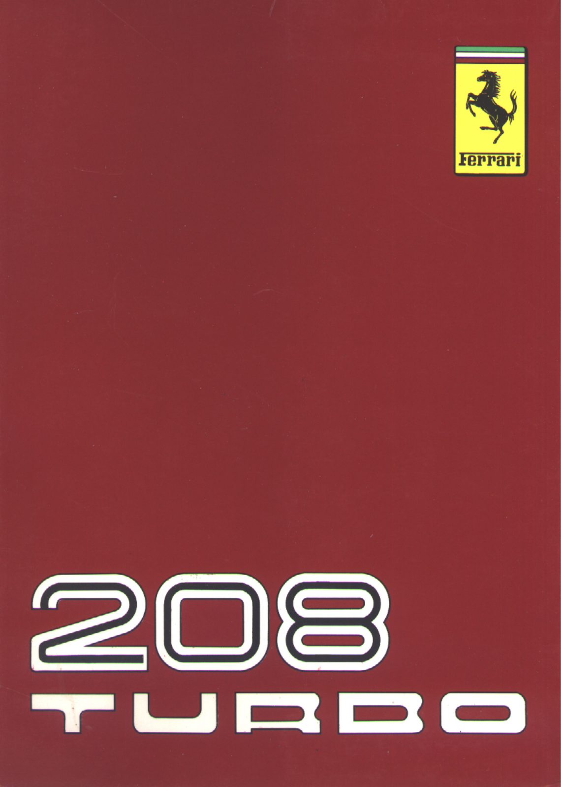 Ferrari 208 Turbo 1982 User Manual