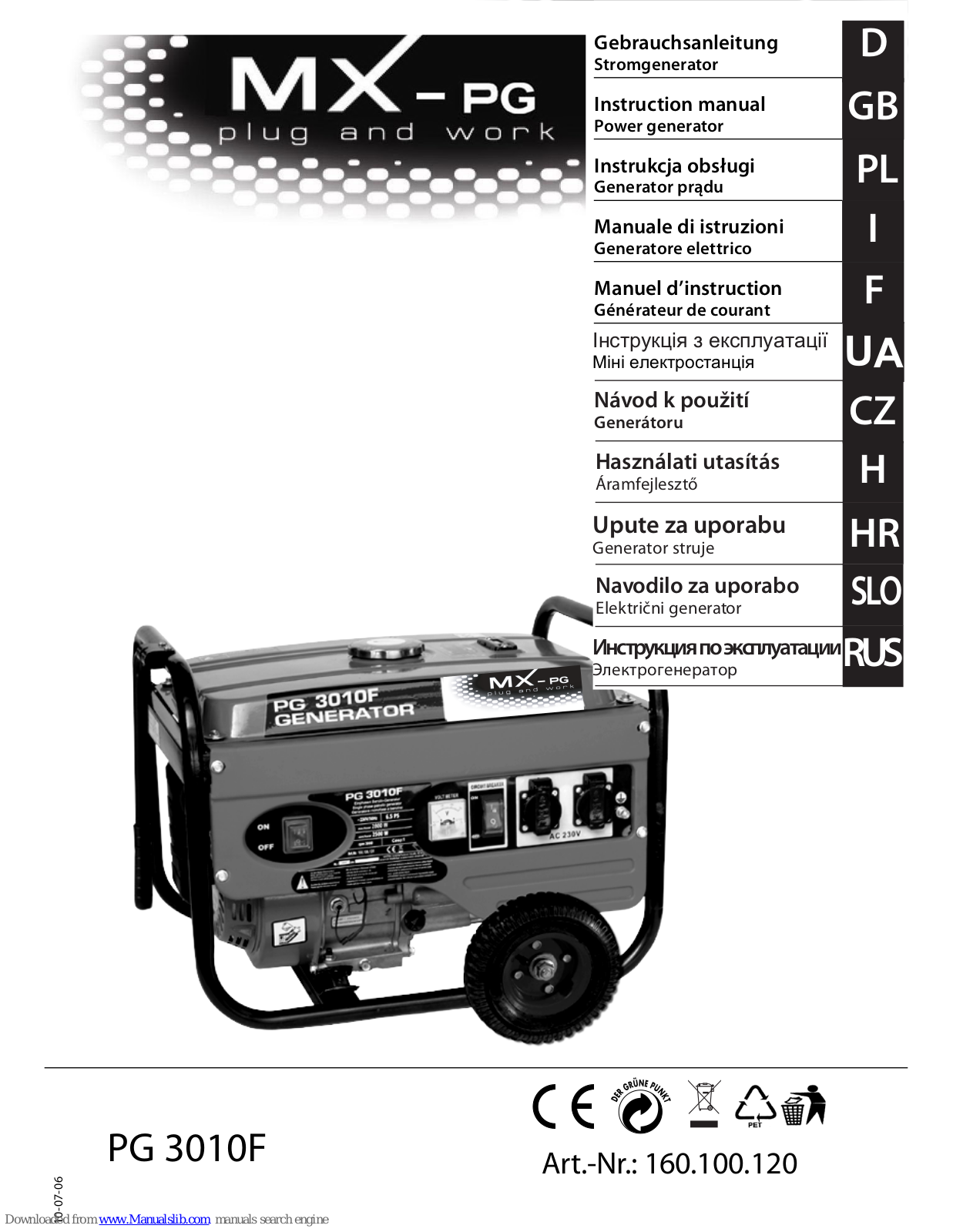 MX-PG PG 3010F Instruction Manual - ManualMachine.com