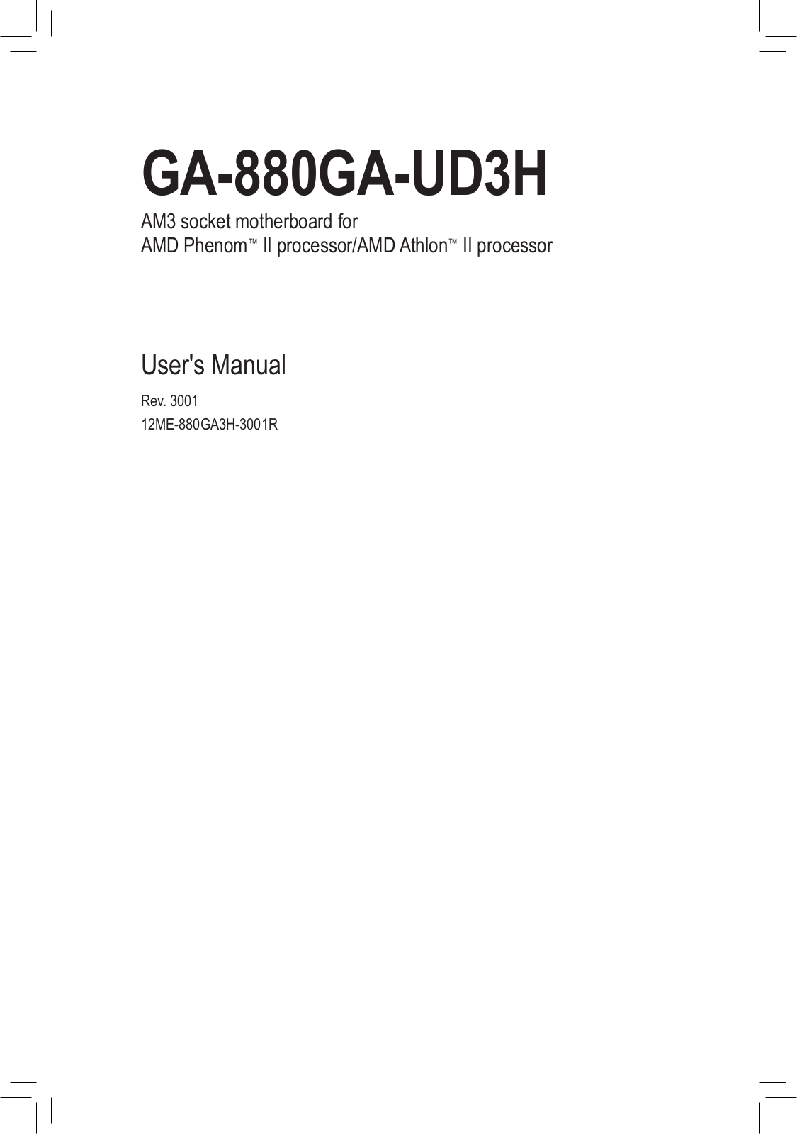 Gigabyte GA-880GA-UD3H (rev. 3.0) User Manual