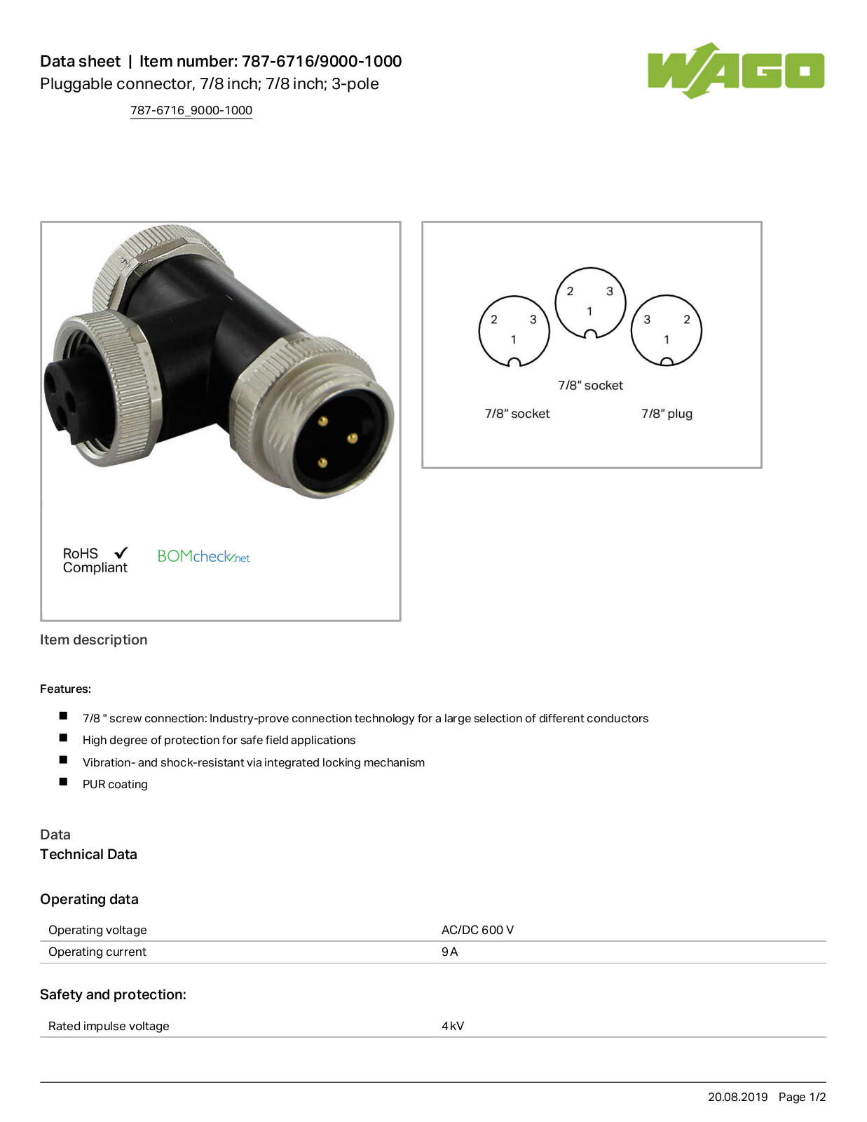 Wago 787-6716/9000-1000 Data Sheet